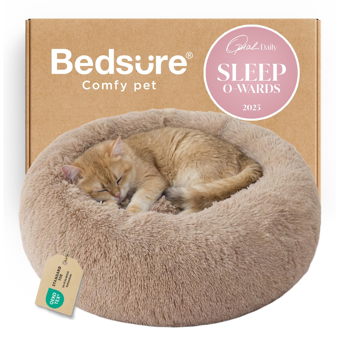 Calming Donut Dog Bed Faux Fur Anti Slip Washable
