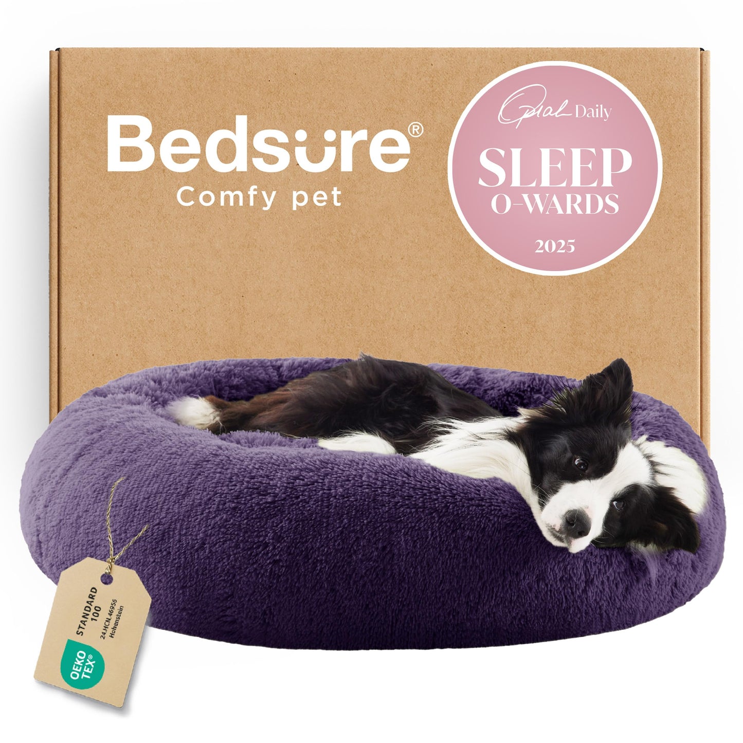 Calming Donut Dog Bed Faux Fur Anti Slip Washable