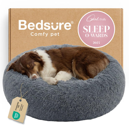 Calming Donut Dog Bed Faux Fur Anti Slip Washable