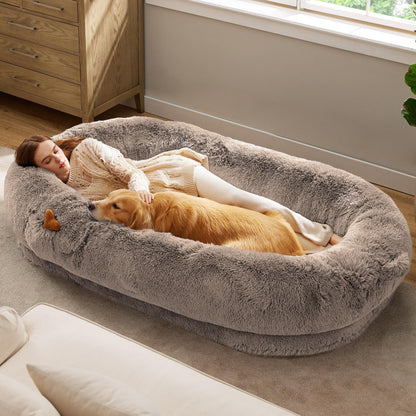 Calming Donut Dog Bed Faux Fur Anti Slip Washable