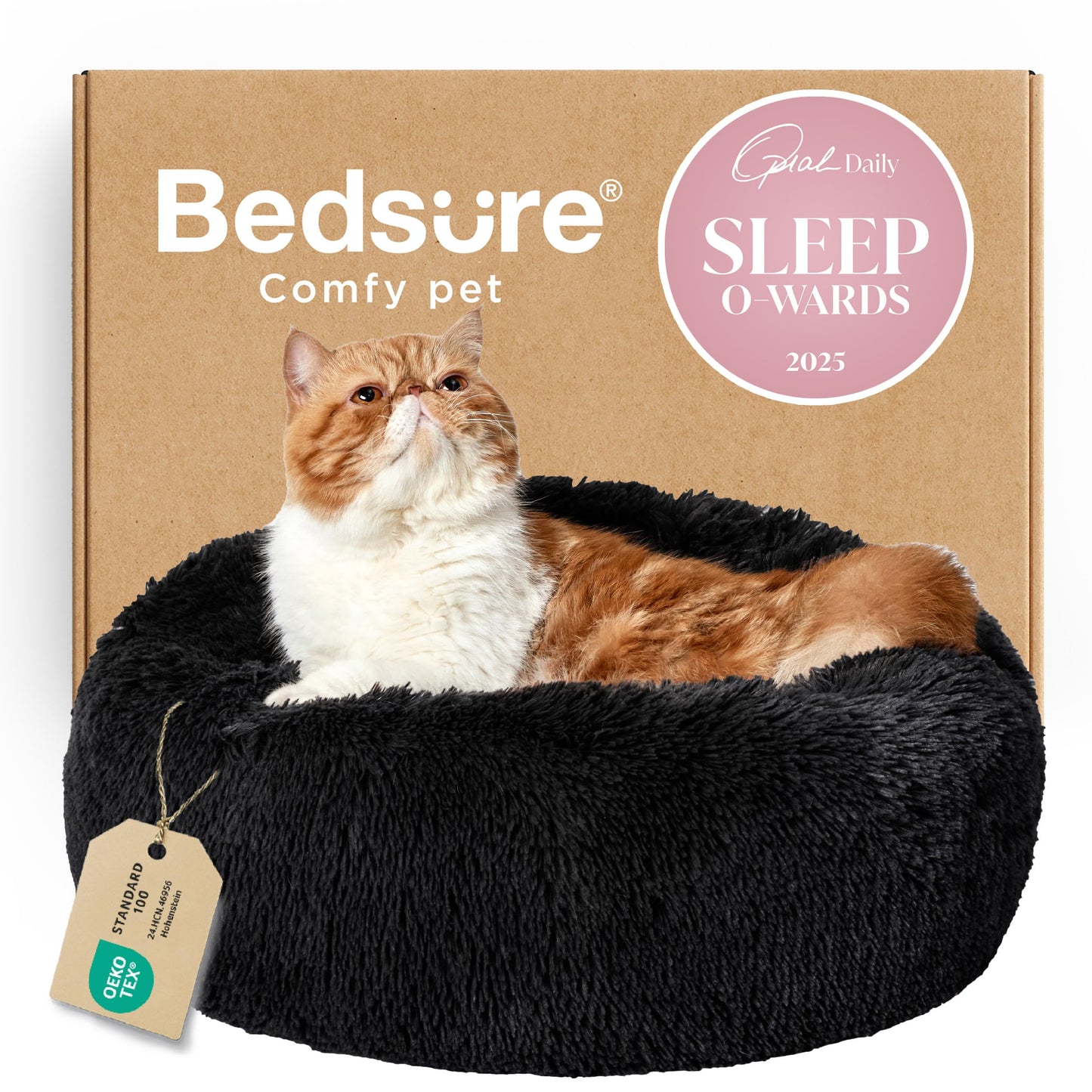 Calming Donut Dog Bed Faux Fur Anti Slip Washable