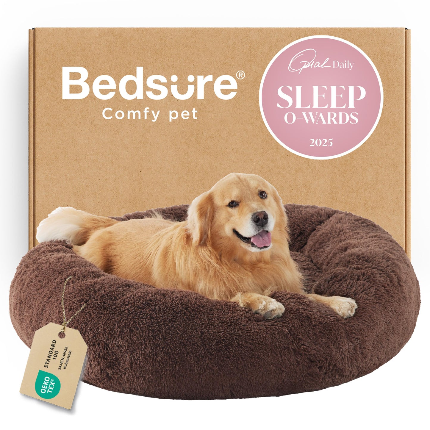 Calming Donut Dog Bed Faux Fur Anti Slip Washable