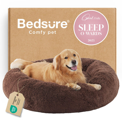 Calming Donut Dog Bed Faux Fur Anti Slip Washable