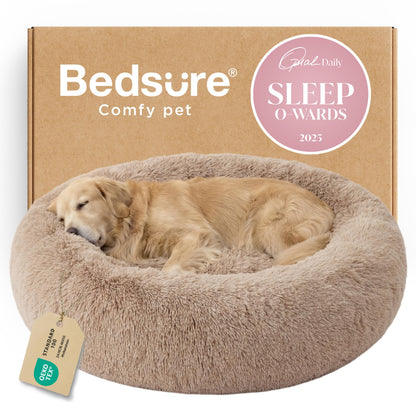Calming Donut Dog Bed Faux Fur Anti Slip Washable
