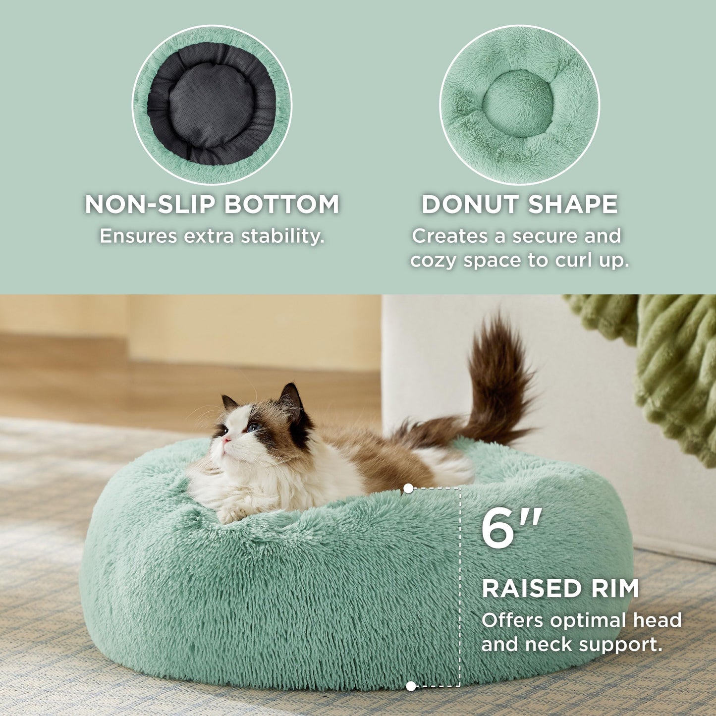 Calming Donut Dog Bed Faux Fur Anti Slip Washable