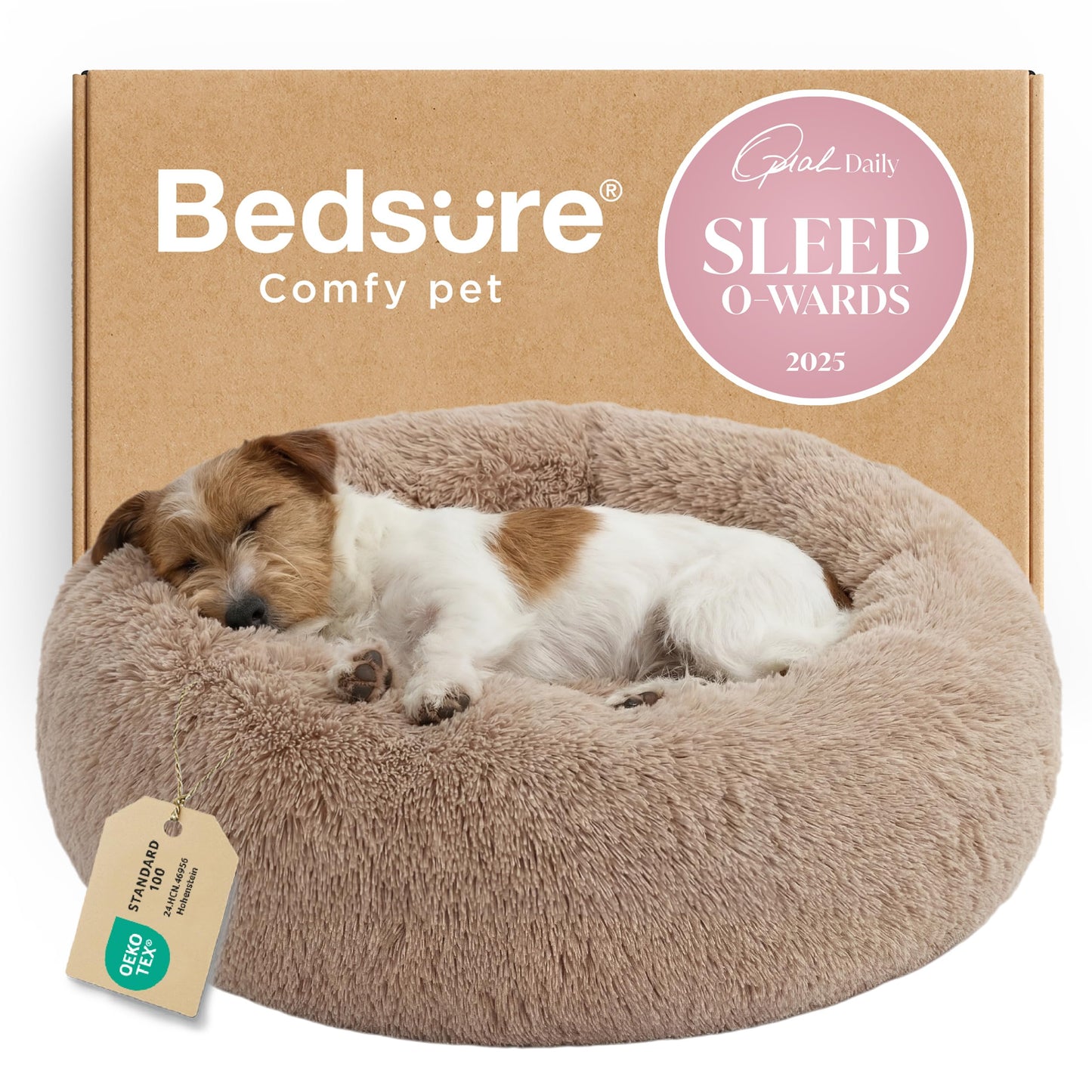Calming Donut Dog Bed Faux Fur Anti Slip Washable