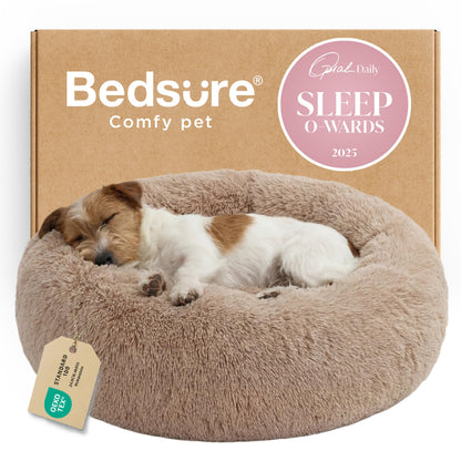 Calming Donut Dog Bed Faux Fur Anti Slip Washable