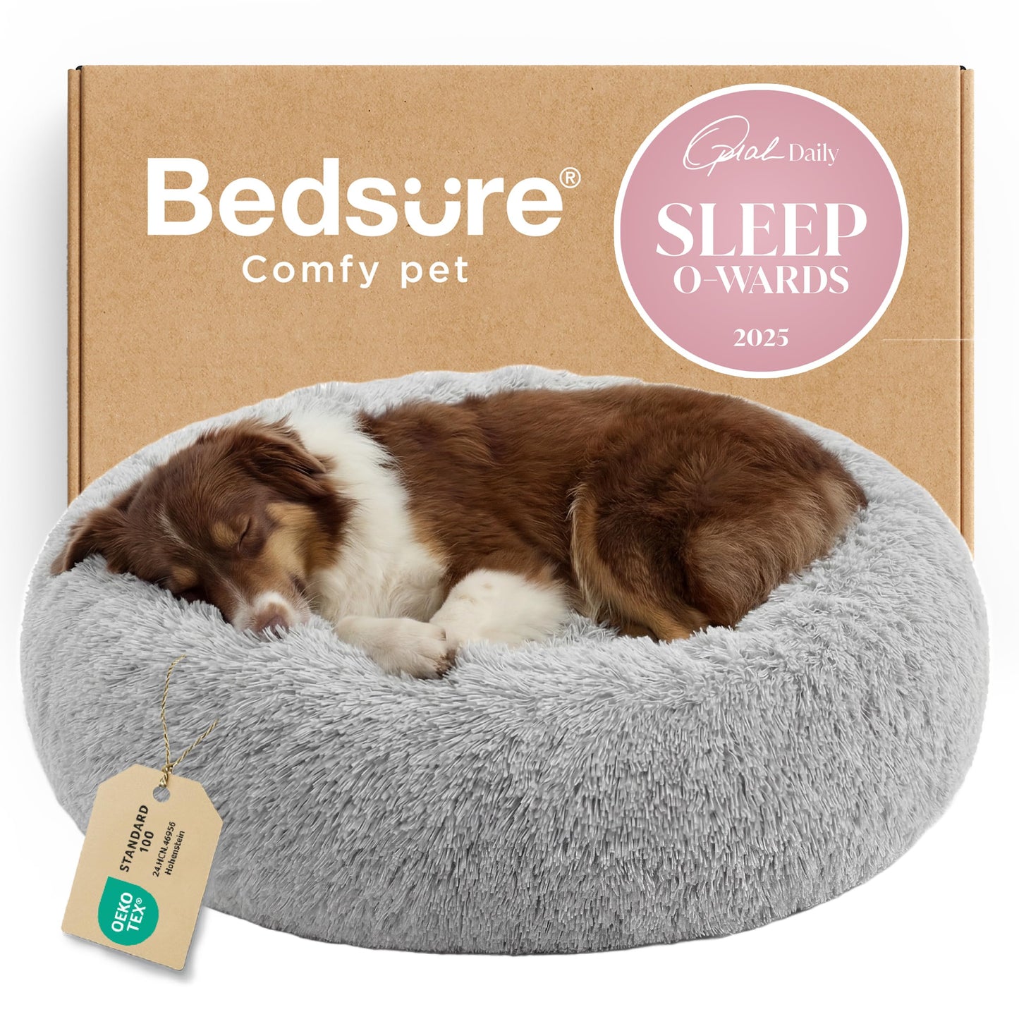 Calming Donut Dog Bed Faux Fur Anti Slip Washable