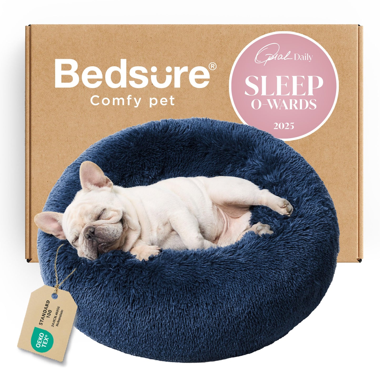 Calming Donut Dog Bed Faux Fur Anti Slip Washable