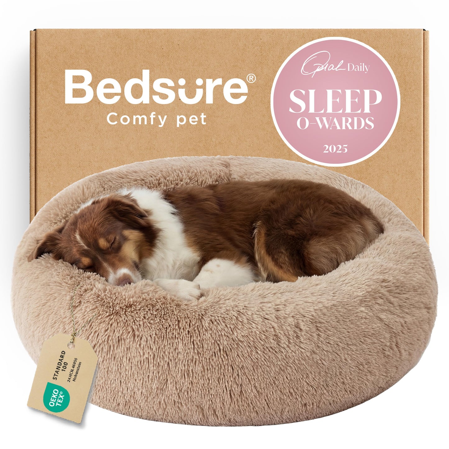 Calming Donut Dog Bed Faux Fur Anti Slip Washable