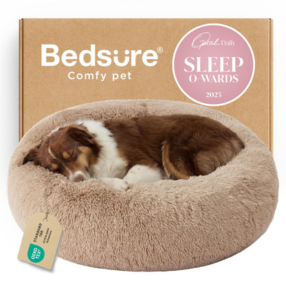 Calming Donut Dog Bed Faux Fur Anti Slip Washable