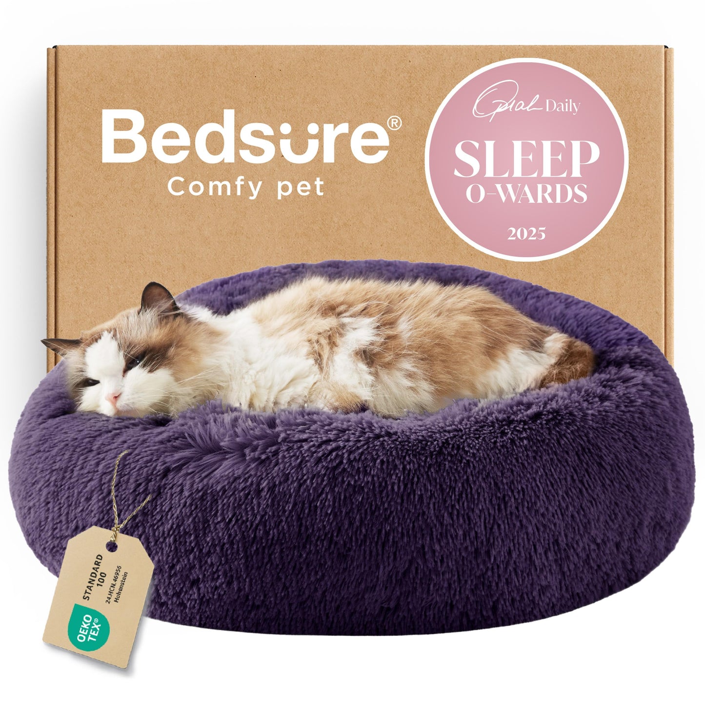 Calming Donut Dog Bed Faux Fur Anti Slip Washable