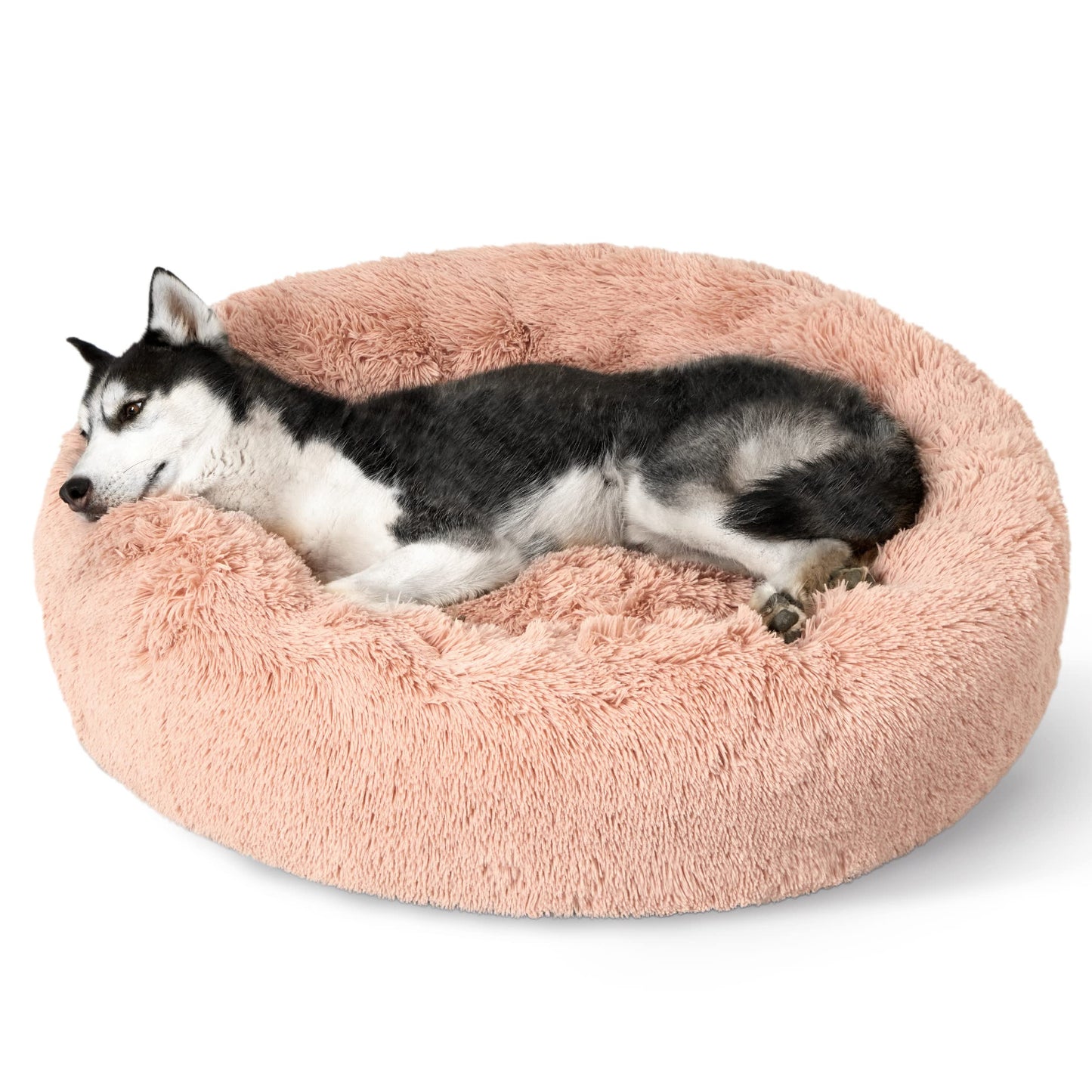 Calming Donut Dog Bed Faux Fur Anti Slip Washable