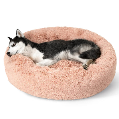 Calming Donut Dog Bed Faux Fur Anti Slip Washable