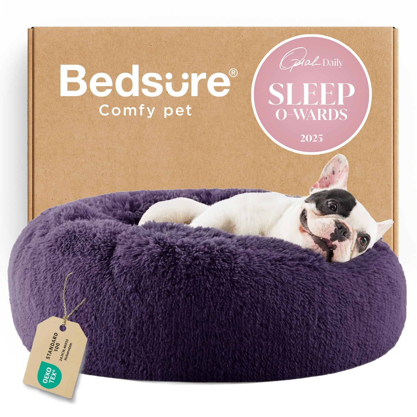 Calming Donut Dog Bed Faux Fur Anti Slip Washable