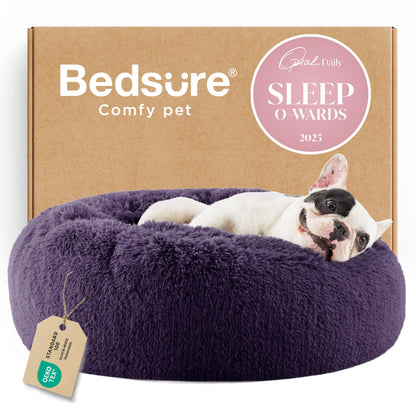 Calming Donut Dog Bed Faux Fur Anti Slip Washable