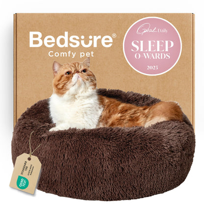 Calming Donut Dog Bed Faux Fur Anti Slip Washable