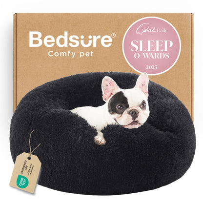 Calming Donut Dog Bed Faux Fur Anti Slip Washable
