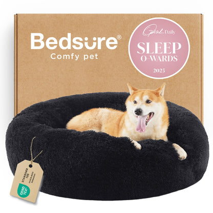 Calming Donut Dog Bed Faux Fur Anti Slip Washable