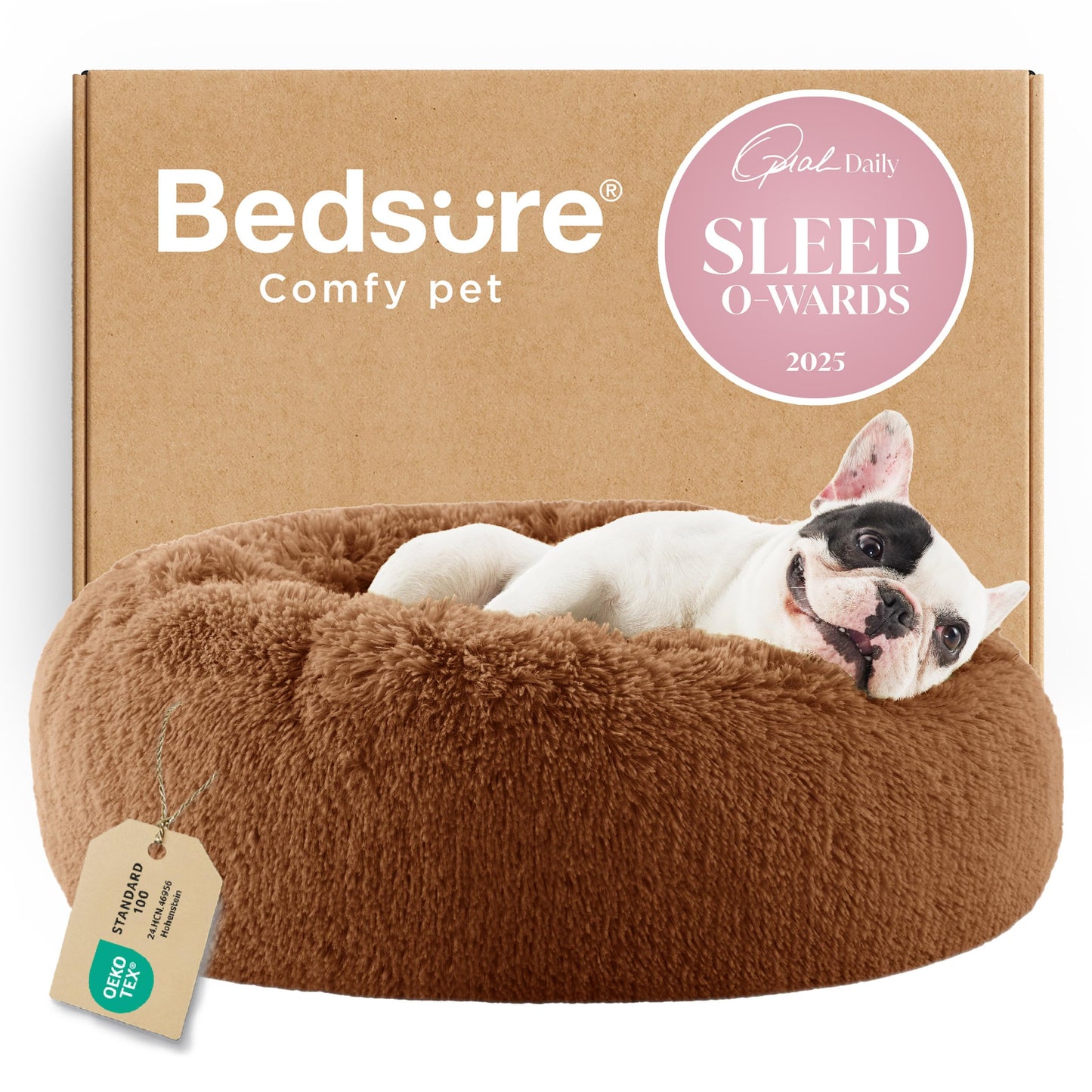 Calming Donut Dog Bed Faux Fur Anti Slip Washable