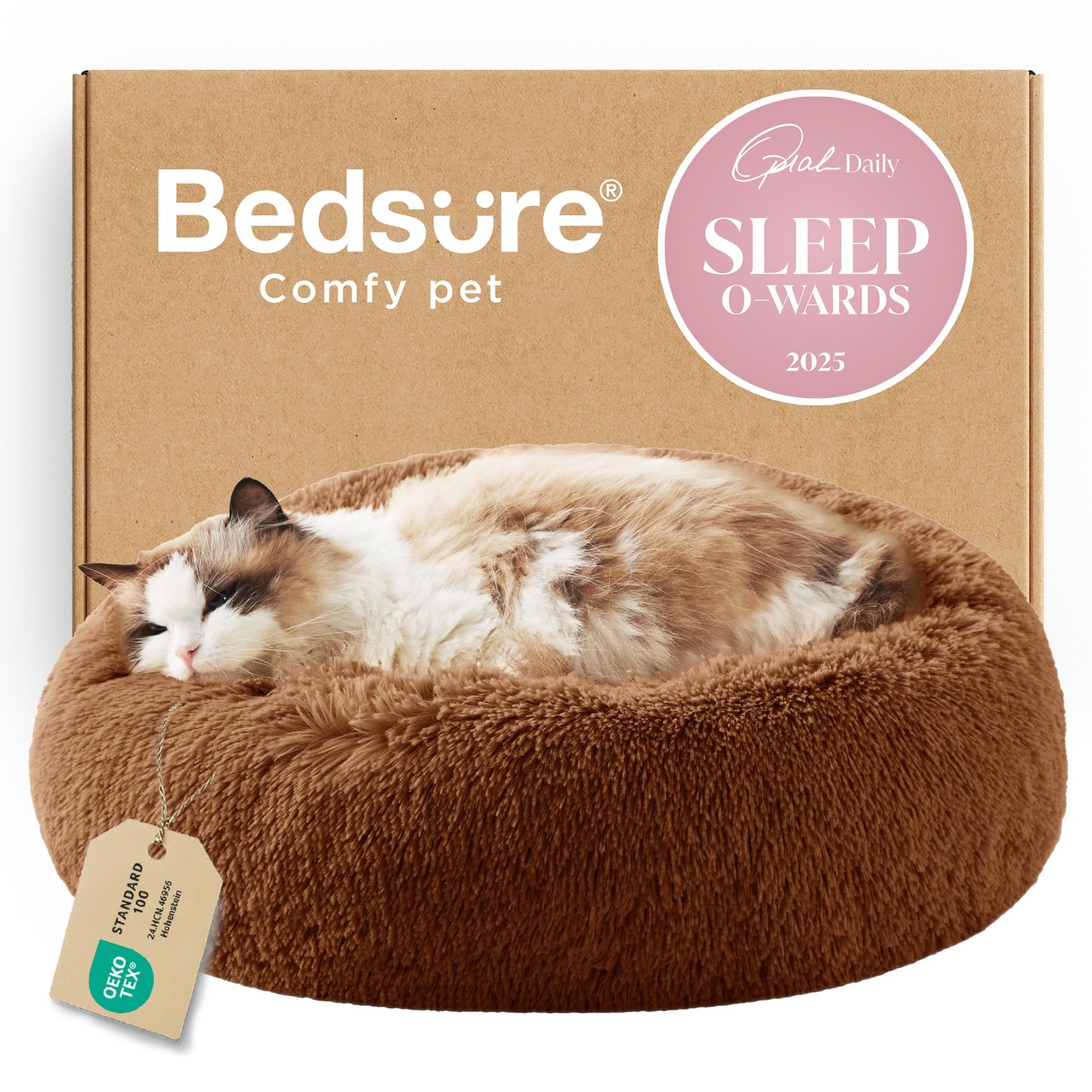 Calming Donut Dog Bed Faux Fur Anti Slip Washable
