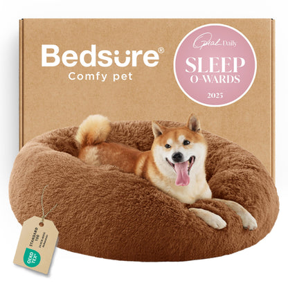 Calming Donut Dog Bed Faux Fur Anti Slip Washable