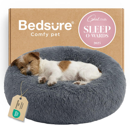 Calming Donut Dog Bed Faux Fur Anti Slip Washable