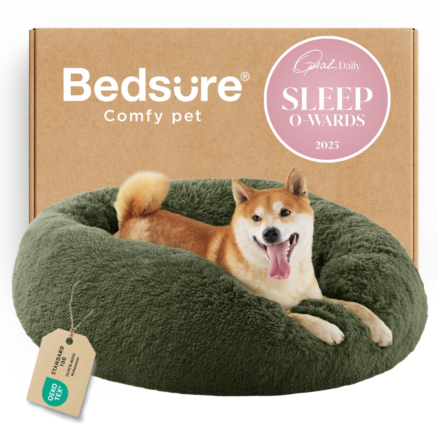 Calming Donut Dog Bed Faux Fur Anti Slip Washable