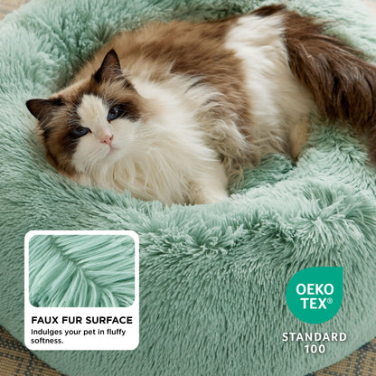 Calming Donut Dog Bed Faux Fur Anti Slip Washable