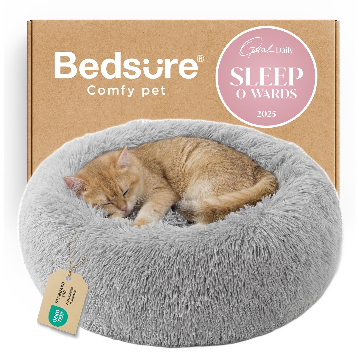 Calming Donut Dog Bed Faux Fur Anti Slip Washable