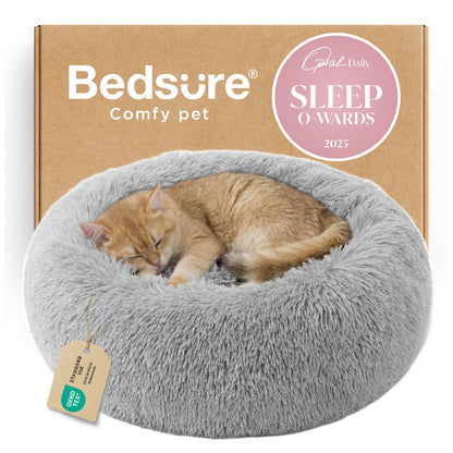 Calming Donut Dog Bed Faux Fur Anti Slip Washable