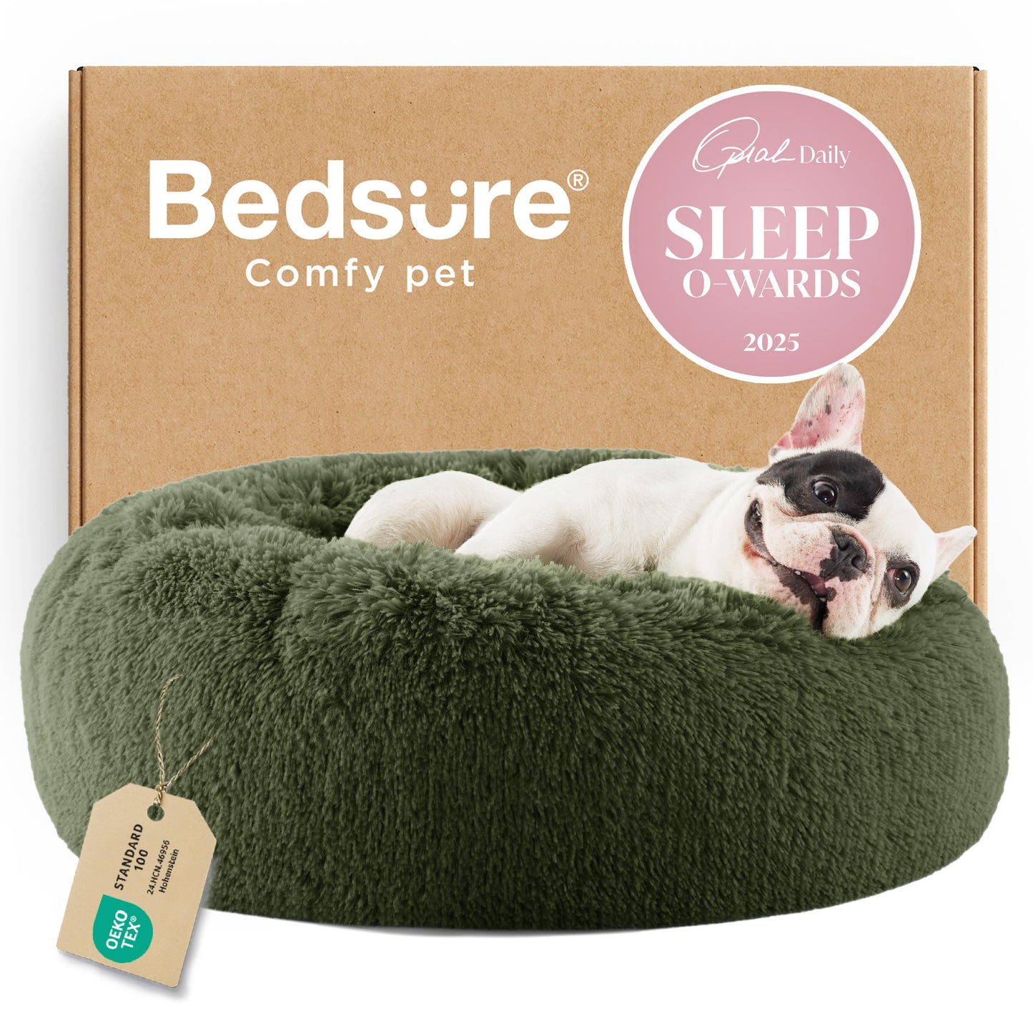Calming Donut Dog Bed Faux Fur Anti Slip Washable