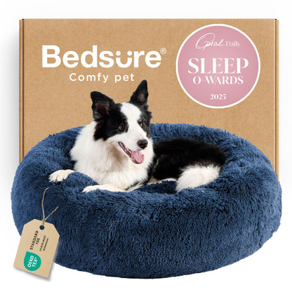 Calming Donut Dog Bed Faux Fur Anti Slip Washable